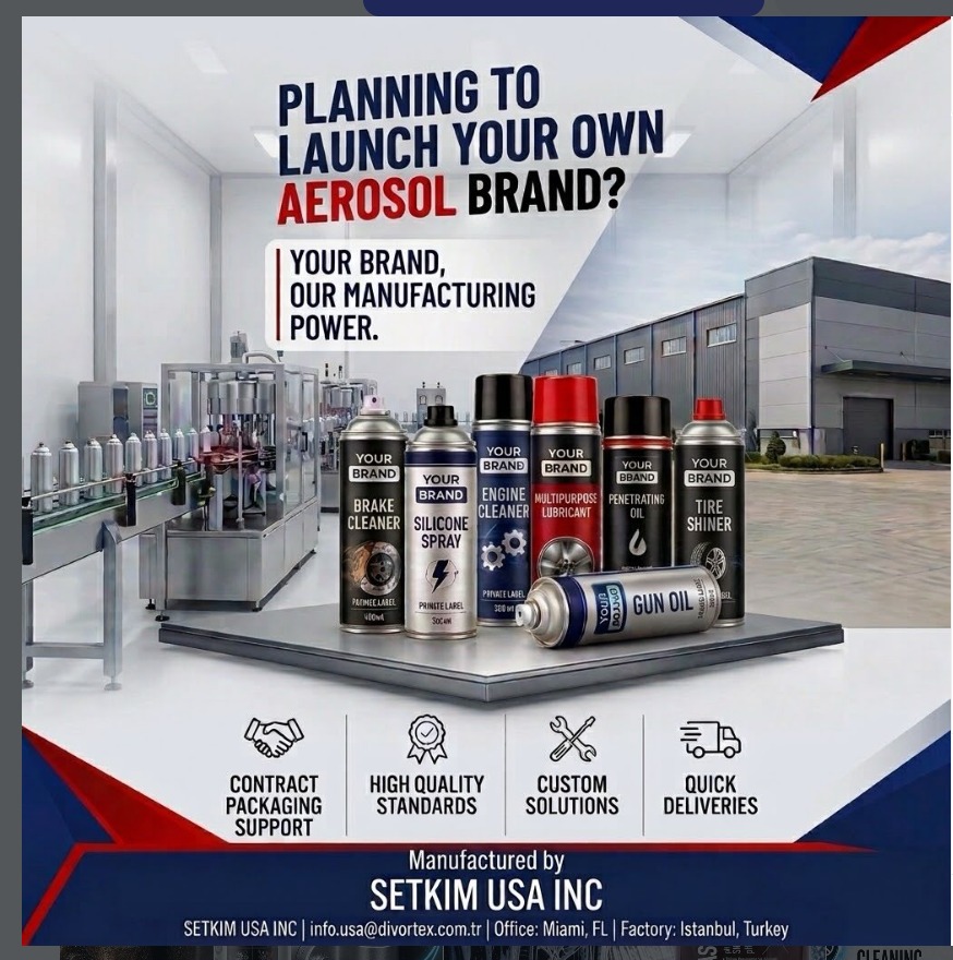 Setkim USA Inc — fabrication de produits aerosols en marque privee, entrepot a Fort Lauderdale FL, usine a Istanbul
